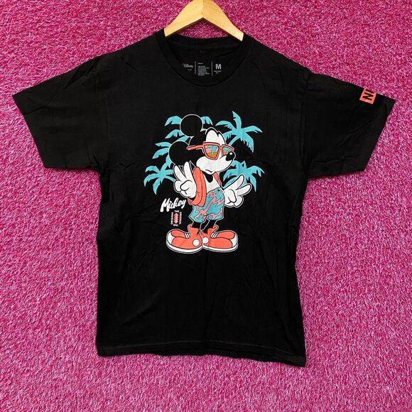 Neff x Disney Mickey Mouse Tropical Beach Graphic Tee T-Shirt Medium - Picture 1 of 4